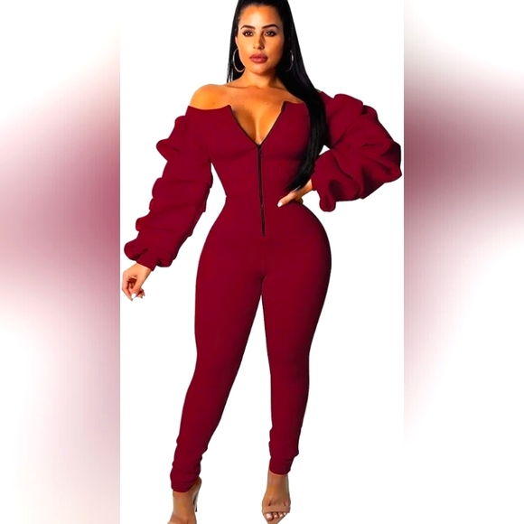 Off-Shoulder Ruched Jumpsuit - Picture 2 of 8